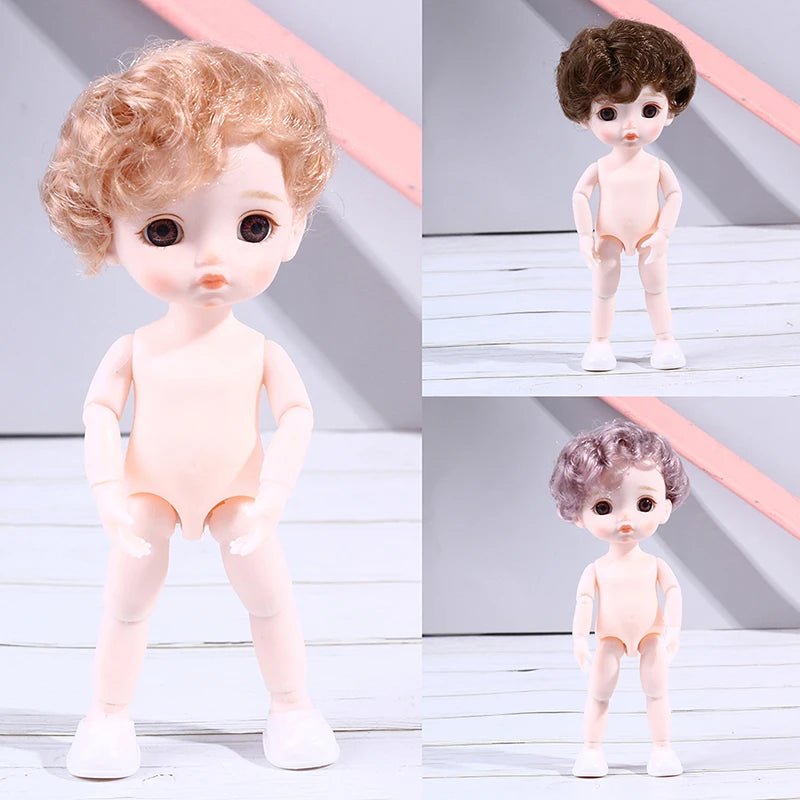 16cm Naked Body Mini 13 Movable Jointed Dolls Curly Hair Naked Body Doll DIY Toy Boy Dolls With Shoes for Children Birthday Gift