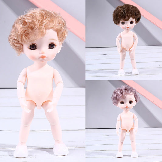 16cm Naked Body Mini 13 Movable Jointed Dolls Curly Hair Naked Body Doll DIY Toy Boy Dolls With Shoes for Children Birthday Gift