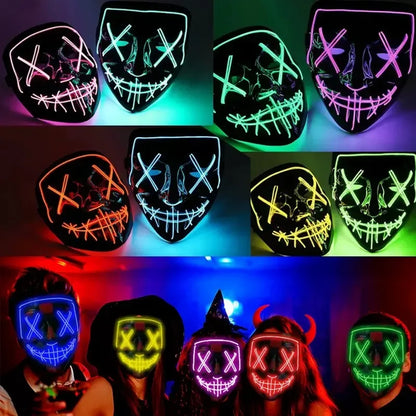 Halloween Scary LED Glowing Mask-Colorful Luminous Ghost Face,Carnival/Cosplay Party/Nightclub/Music Festival/Costume Supplies