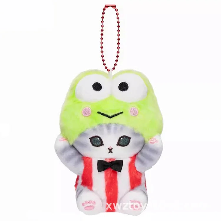 Kawaii Sanrio Plush Keychain Pendant Cartoon Mofusand Shark Cat Cross-Dressing Hello Kitty Kuromi Doll Stuff Backpack Decor Toys