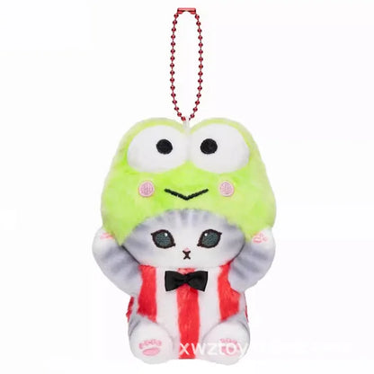 Kawaii Sanrio Plush Keychain Pendant Cartoon Mofusand Shark Cat Cross-Dressing Hello Kitty Kuromi Doll Stuff Backpack Decor Toys