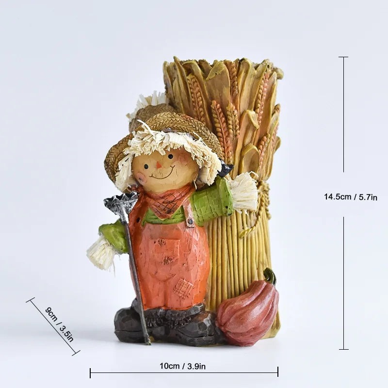 Halloween Pumpkin Harvest Festival Straw Doll Decoration Thanksgiving Turkey Resin Craft Decoration