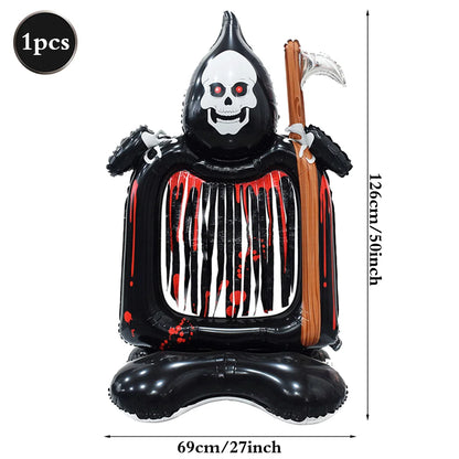 Halloween Decoration Balloons Large Witch Ghost Grim Reaper Tombstone Pumpkin Inflatable Foil Balloon Halloween Party Supplies