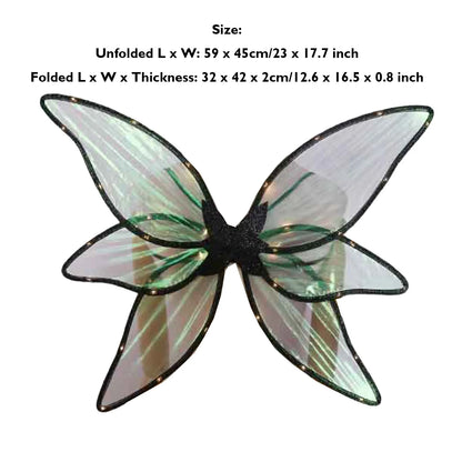 Kids Girl Elf Wings Light Up Fairy Wings LED Butterfly Wings Halloween Cosplay Costume Birthday Wedding Dress Up Party Accessory
