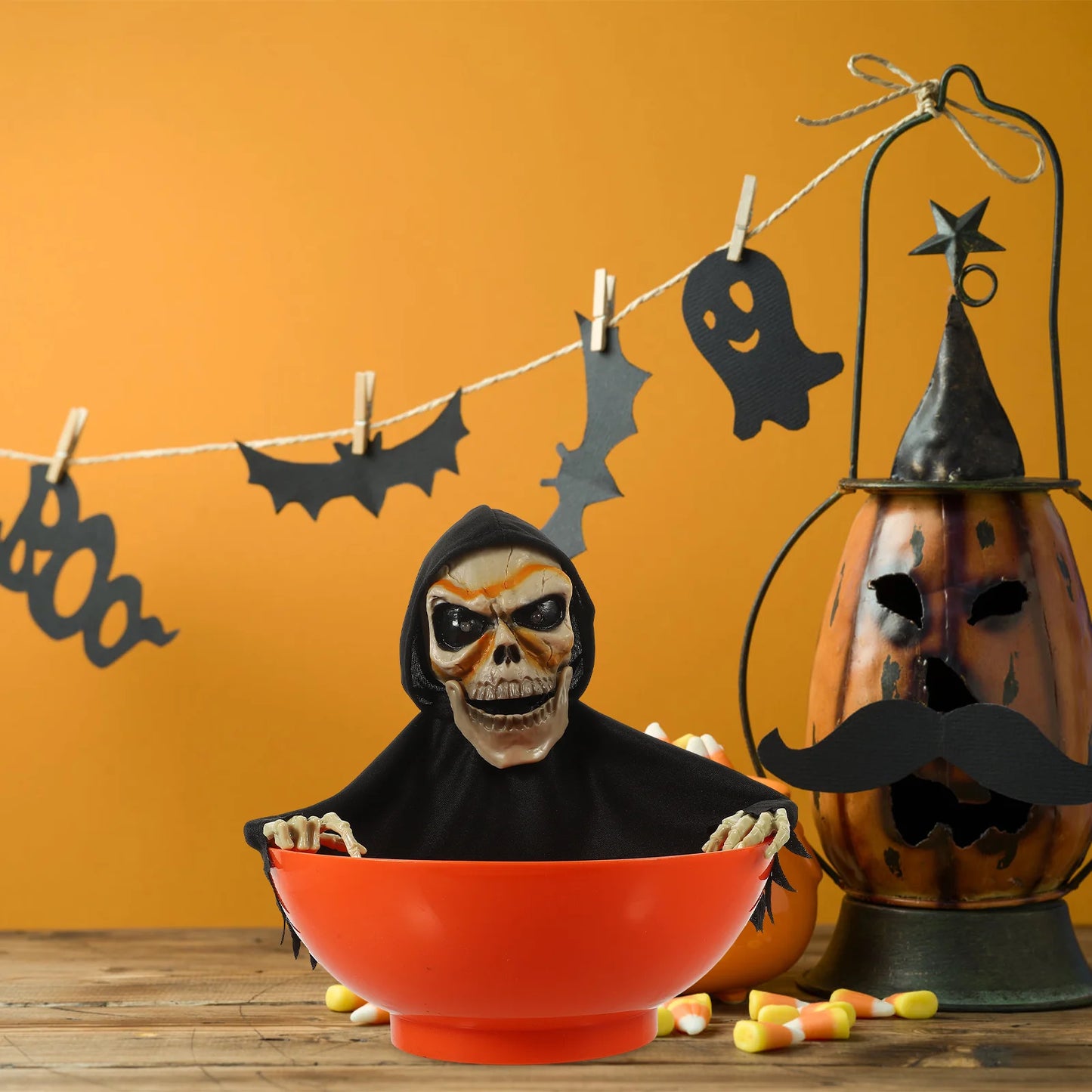Halloween Props Animated Pumpkin Candy Holder Dish Decorations Trick Treat Bowl Snack Serving