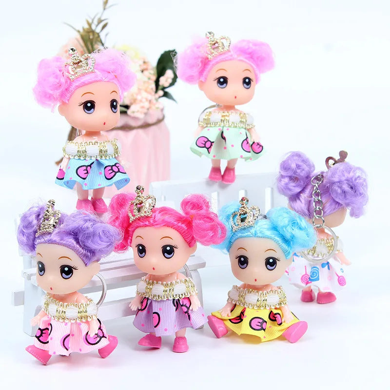 9CM Multi Styles Fashion Princess Doll Creative Enamel Doll Wedding Dress Girl Doll Key ChainToy Gift for Kids Children