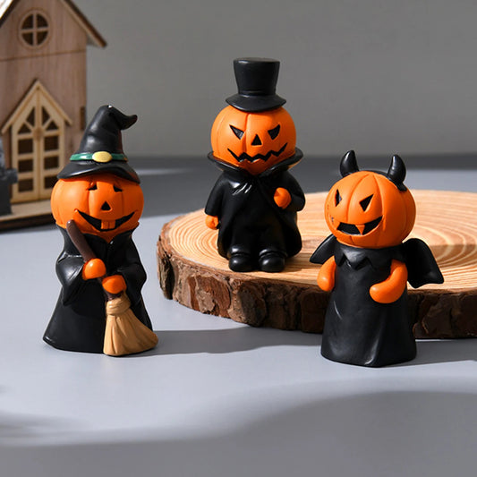 1PCS Cute Halloween Decor Set - Ghost Witch Pumpkin Resin Figurines for Home Tabletop Party Ghost Festival Decorations Gifts