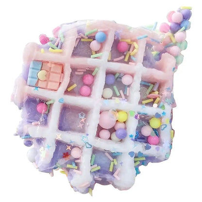 New Colorful Waffle Burgers Donut Squishys Stress Relief Toy Fashion Sequin Glitter Toys for Girl Soft Anti Anxiety Fidget Toy