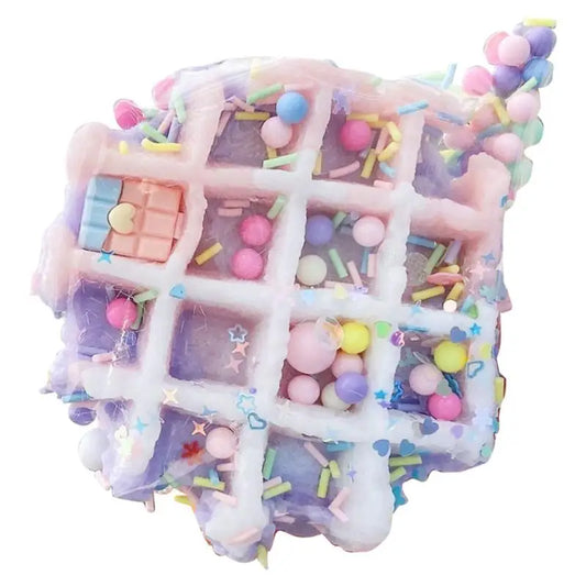 New Colorful Waffle Burgers Donut Squishys Stress Relief Toy Fashion Sequin Glitter Toys for Girl Soft Anti Anxiety Fidget Toy