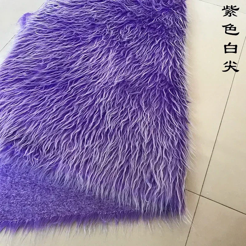 Long Hair Plush Fabric Faux Fur by the Meter for Upholstery Toys Props Decorative Cloth Diy Sewing Soft Comfortable Purple Brown