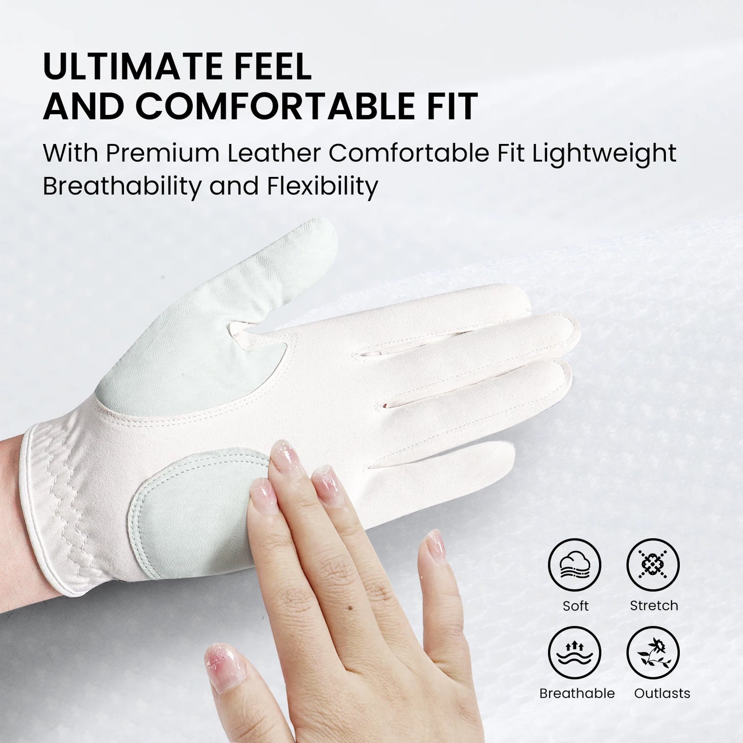 Womens Golf Glove With Ball Marker Rain Left Right Hand Leather Printed 6 Pack, Ladies Golf Gloves All Weather Grip