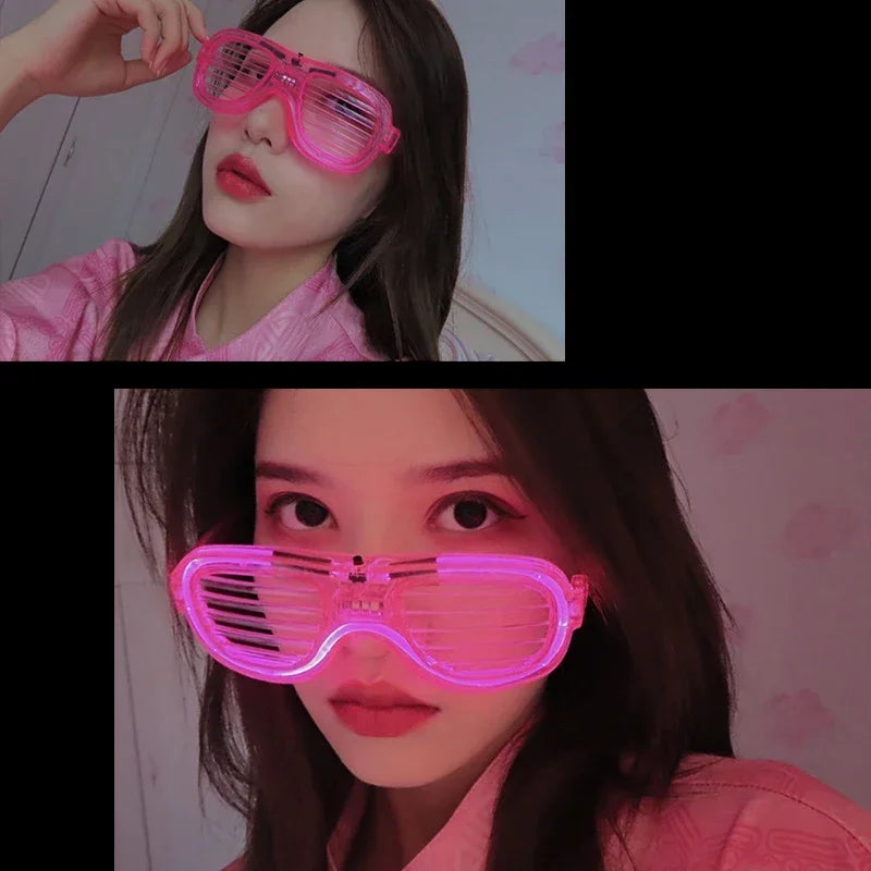 Light Up LED Shutter Glasses Party Sunglasses Glow in the Dark Neon Blinds for Rave Christmas Birthday Wedding  Party Decoration