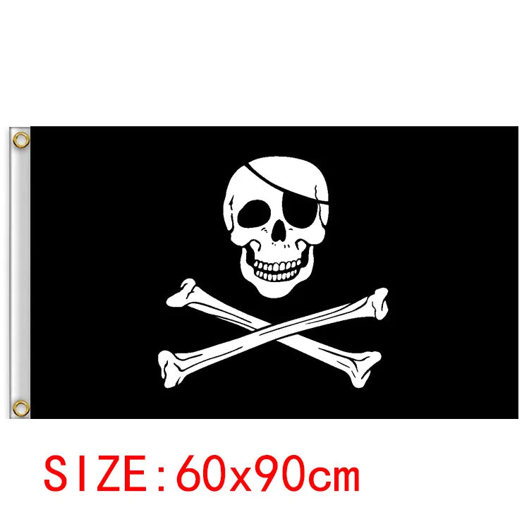 60*90cm Pirate Banner Pirate Theme Birthday Party Decorations Pirate Ship Skull Pennant Flags for Halloween Party Decor Cosplay