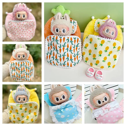 Doll Bed for Labubu Bed Contain 2 Pillows Sleeping Bag 1/12 BJD Doll GSC Body9 for Molly DOD YMY Obitsu11 Doll Accessories