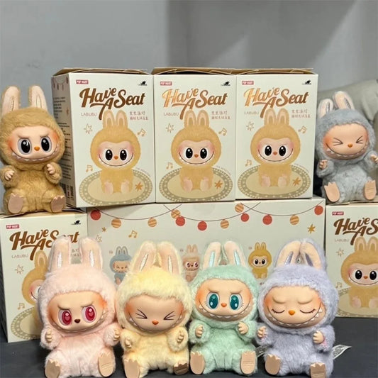 Kawaii Labubu the Monsters Series Plush Blind Box Keychain Pendant Exciting Macaron Have a Seat Mystery Box Doll Figure Toys
