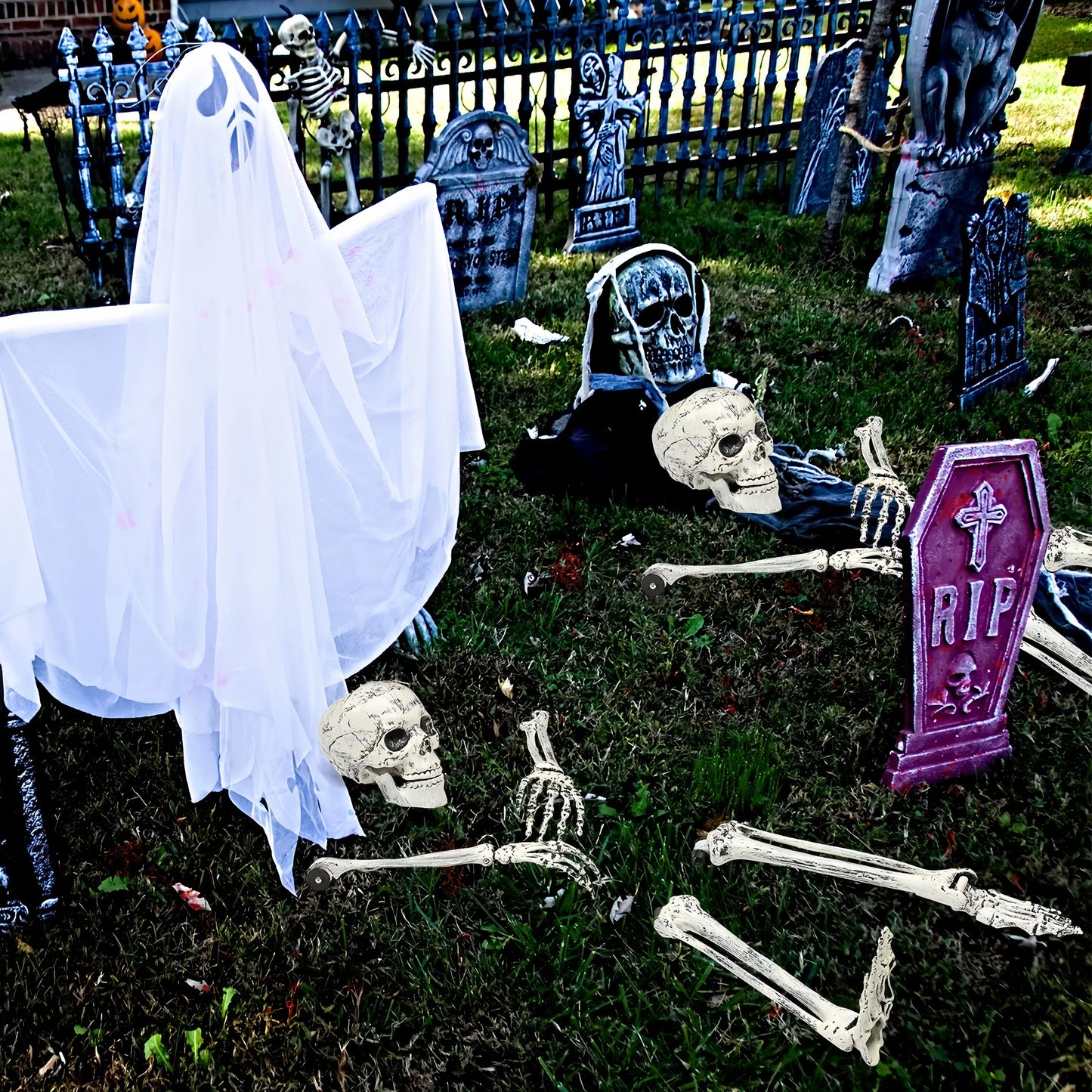 Skeleton Coming Out of the Ground - Life-Sized Unique Groundbreaker Skeleton Stakes for Outdoor Yard Halloween Decorations