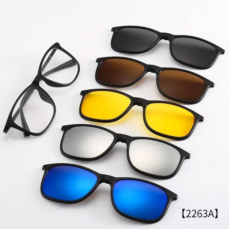 6 in 1 Custom Men Women Polarized Optical Magnetic Sunglasse Magnet Clip on Sunglasses Polarization Clip on Sun Glasses Frame