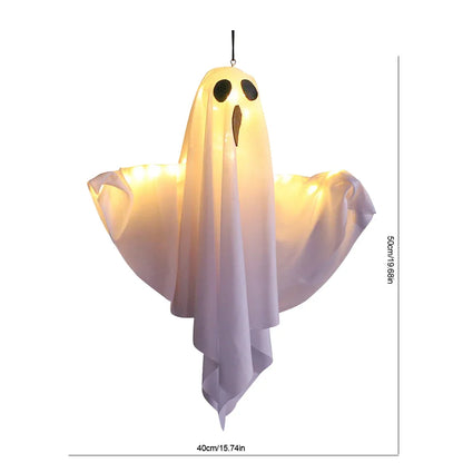 Halloween LED Hanging Ghost Light IP65 Waterproof Halloween Glowing White Ghost Glowing Door Hanging Ghost for Halloween Party