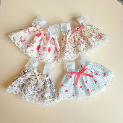 For Labubu 4.0 the Monsters Pin for Love Series Doll Clothes Mini Floral Skirt Dress for Mini Labubu Doll Clothes Accessories
