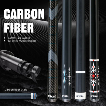 CRICAL Carbon Fiber Pool Cue Stick Billiard Cue Sticks Professional Low Deflection Pool Sticks With 12.5mm Tip and Radial Joint