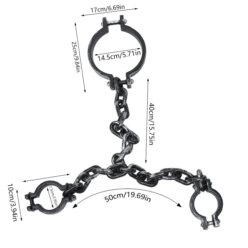 1Set Halloween Fake Chains Haunted House Horror Props Home Decoration Prisoner Costume Cosplay Accessories Plastic Link Chains