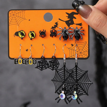 6pcs Women's Earrings Set Halloween Earrings for Women Fashion Creative Jewelry 2024 Bat Ghost Pumpkin Black Cat Stud Earrings