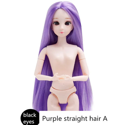30cm 20 Movable Joints 3D Simulated Eyes Blue Purple Black Eye Long Hair 1/6 BJD Hinged Doll DIY Toy for Girls Gift