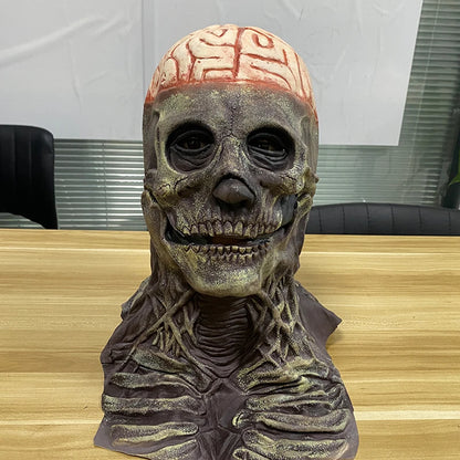 Full Head Skeleton Headgear Halloween Scary Mask Head Realistic Latex Mask for Cosplay Horror Party Costume Haunted House Props