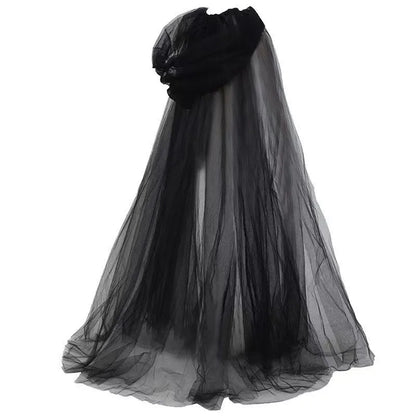 Halloween Hooded Cloak Long Mesh Cape Dark Gothic Costume Witch Robe Unisex Cosplay Outfit