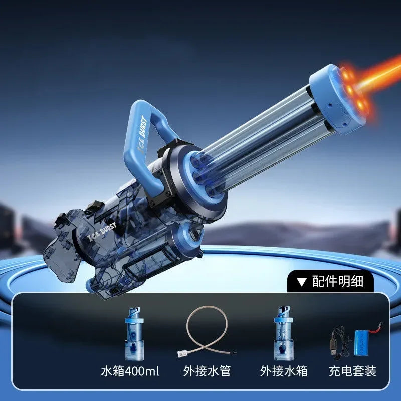 Strongest Gatling Electric Water Gun Toy With Light Continuous Shooting Water Gun Summer Beach Pool Battle Toys for Boy Adult