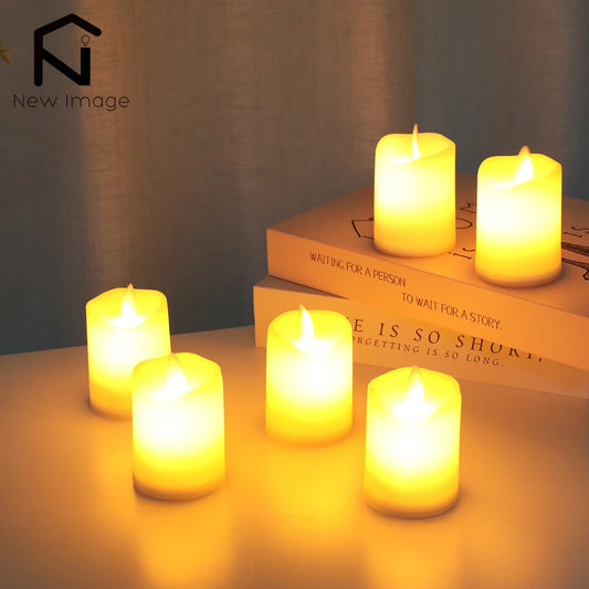 6Pcs LED Flameless Candles Flickering Battery Operated Pillar Candles Tealight Led Halloween Christmas Weddings Home Decor