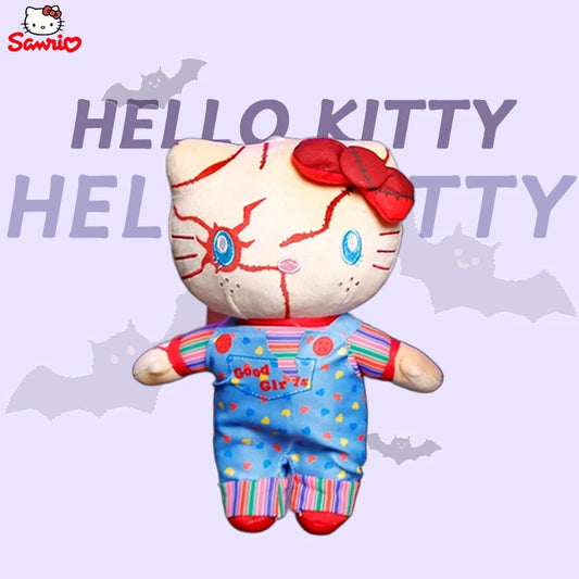 Hello Kitty Novelty Alternative Halloween Creative Plush Toy Scary Style Friend Gift Clown Plush Doll Kawaii Stitch Plush
