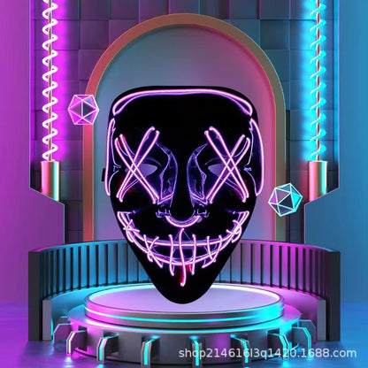 New 2025 Hot Wireless Halloween Neon Led Purge Masquerade Carnival Party Masks Light Luminous in the Dark Cosplay