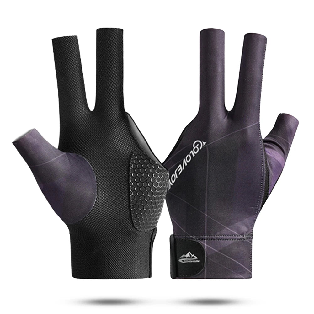 1Pcs Open Finger Billiard Gloves Antiskid Polyester Snooker Billiard Gloves Adjust Sticker Portable Lightweight Amateur Training