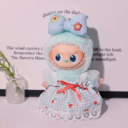 For Labubu 4.0 the Monsters Pin for Love Series Doll Clothes Mini Floral Skirt Dress for Mini Labubu Doll Clothes Accessories