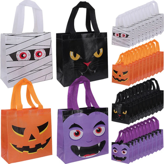 1-20pcs Halloween Non-Woven Treat Bags Pumpkin Ghost Bat Mummy Monster Tote Bag Halloween Party Favor Decor Toys Candy Gift Bags