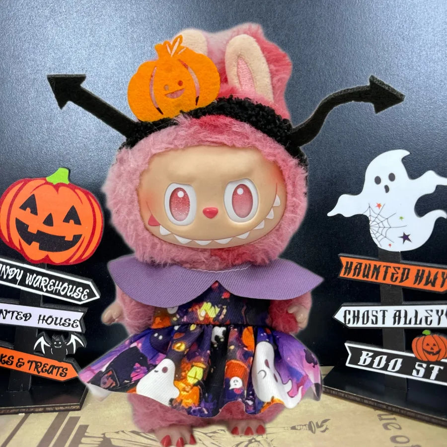 Only Clothing for Labubu Halloween Magical Witch Doll Costume Standing Posture 17cm Vinyl Doll Changing Doll Accessories Gift