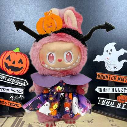 Only Clothing for Labubu Halloween Magical Witch Doll Costume Standing Posture 17cm Vinyl Doll Changing Doll Accessories Gift