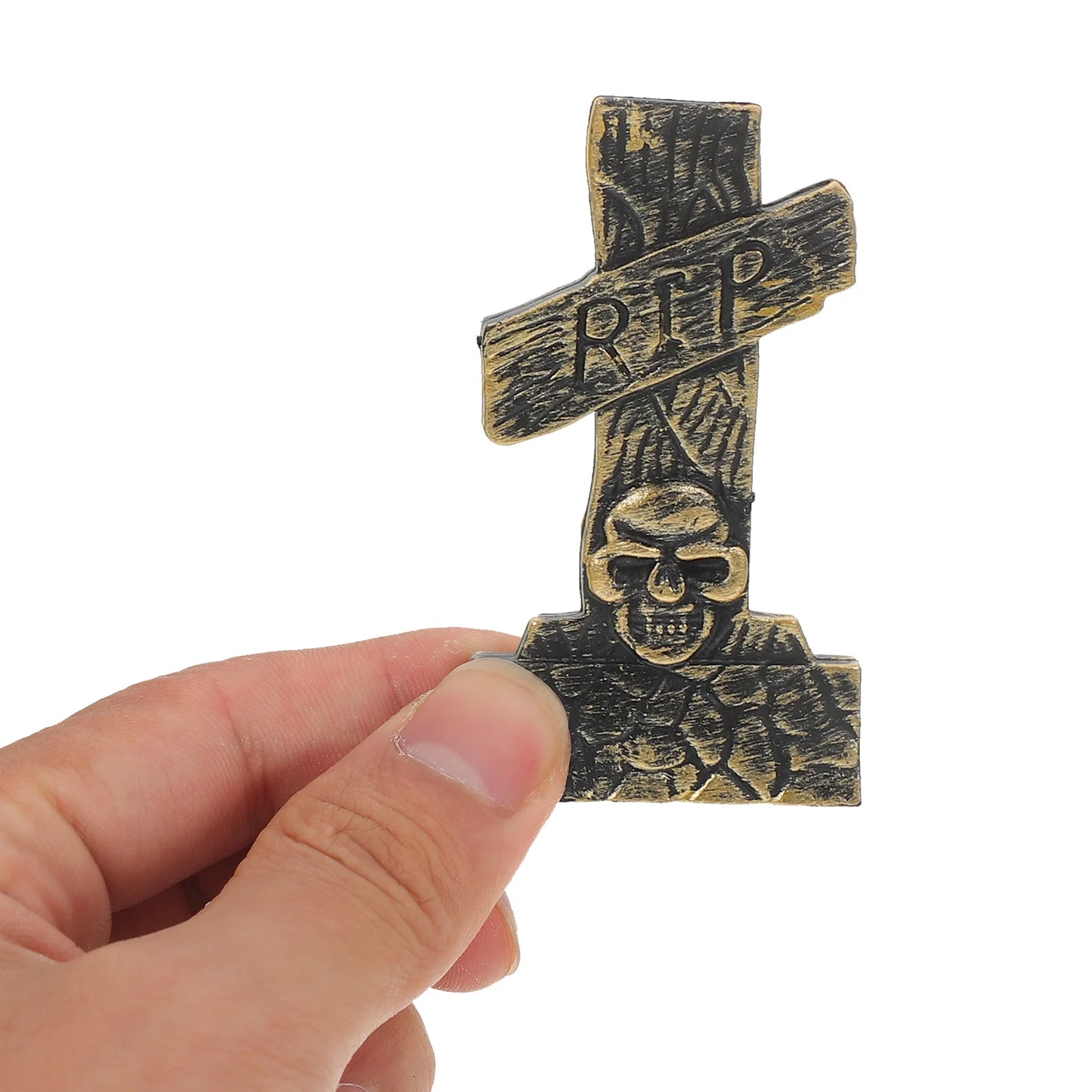 10pcs Skull Tombstone Decor Gravestone Decoration Plastic Headstone Shape Adornment Halloween Tombstones Props Festive Party