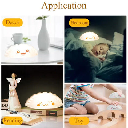 Cute LED Night Light Bun Dumpling Cartoon Bedroom Holiday Home Decoration Soft Lamp Christmas Children Gifts