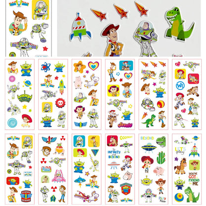 3/6/12Sheets Cute Disney Cartoon 3D Bubble Sticker Princess Mickey Mouse Cars Decals Kawaii Reward 3D Puffy Sticker for Kids Toy