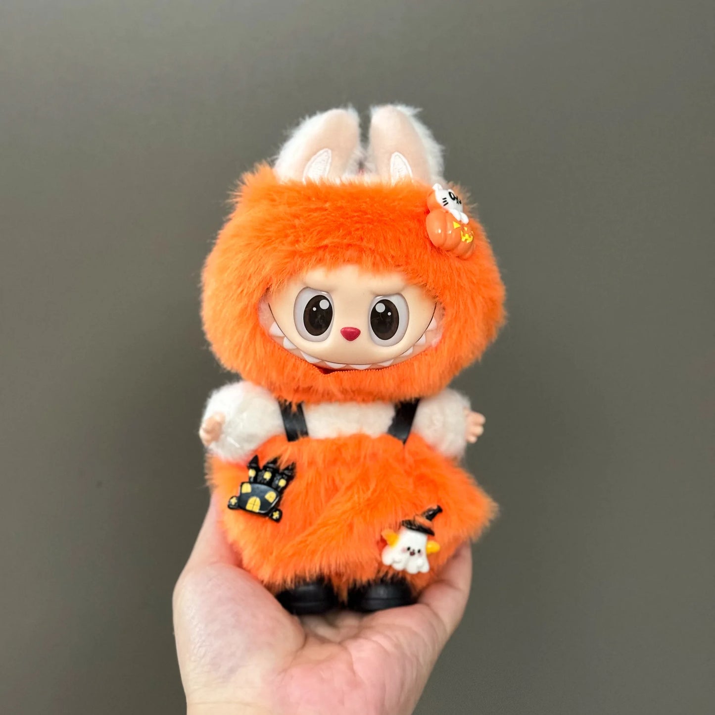 17cm Labubu Outfit Halloween Sets Carnival Party Cloak Pumpkin Costume Clothes for Labubu No Shoes