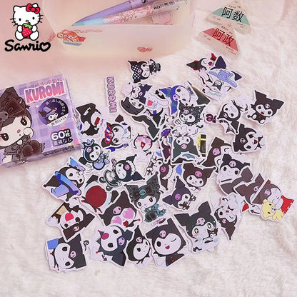 60Pcs Anime Stickers Sanrio Accessories Y2K Hello Kitty Things Kuromi Stickers Waterproof Cinnamoroll Pochacco Stickers Kid Toy