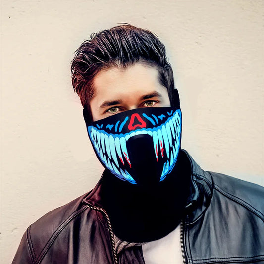 New Halloween Led Cold Light Mask Music Voice-Controlled Cold Light Light Party Mask Gift