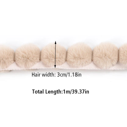 1m Faux Rabbit Fur Hairball Ribbon Clothing Apparel Christmas Decoration Trim Coat Accessory Fur for Needlework on the Hood