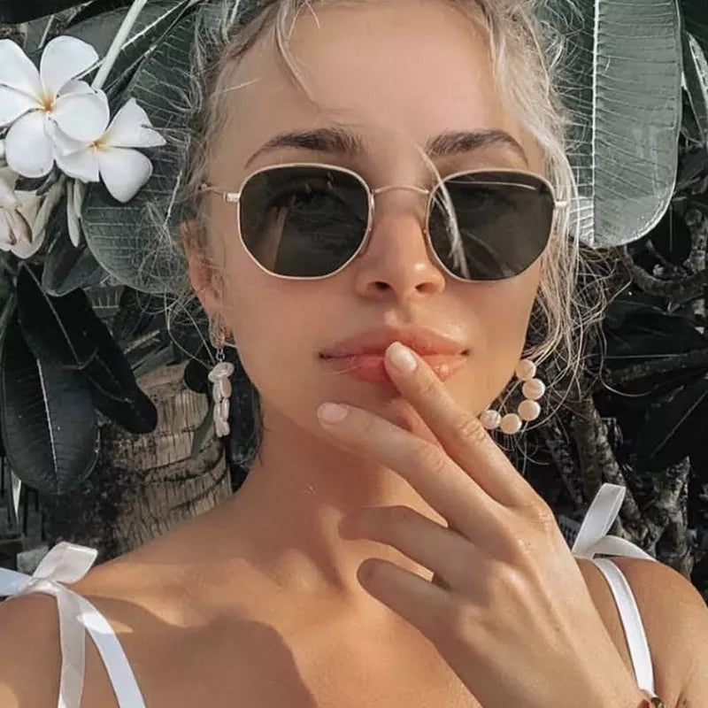 Fashion Hexagon Sunglasses Women Men 2025 Square Metal Frame Designer Sun Glasses for Driving Sunglass UV400 Protection Outdoor