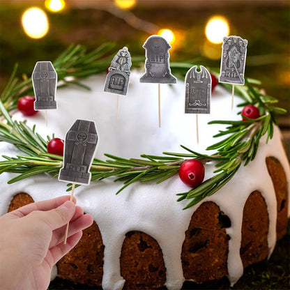 12pcs Tombstone Halloween Picks Halloween Party Cake Tombstones Decorations Tombstones Cupcake Picks Graveyard Cake Picks