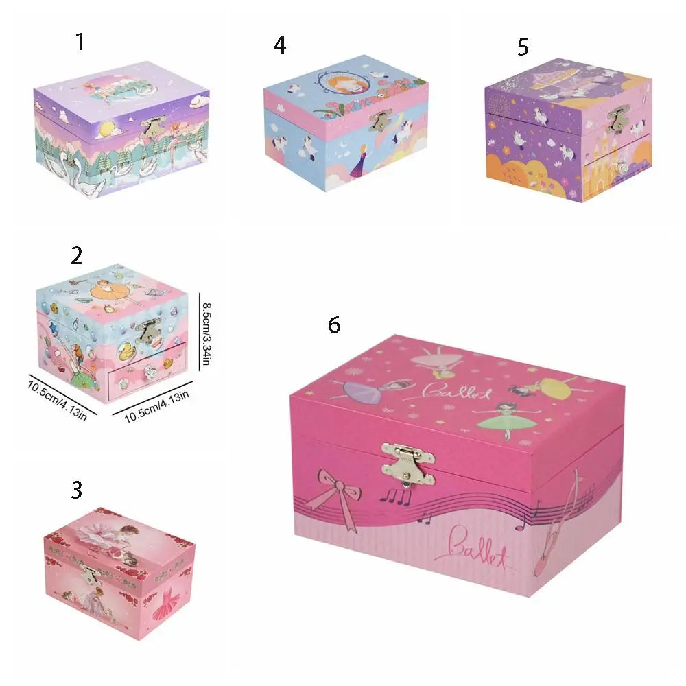 Rotating Girl Music Box Musical Jewelry Box With Mirror and Drawer Wooden Ballerina Music Box Christmas Birthday Gift for Girls