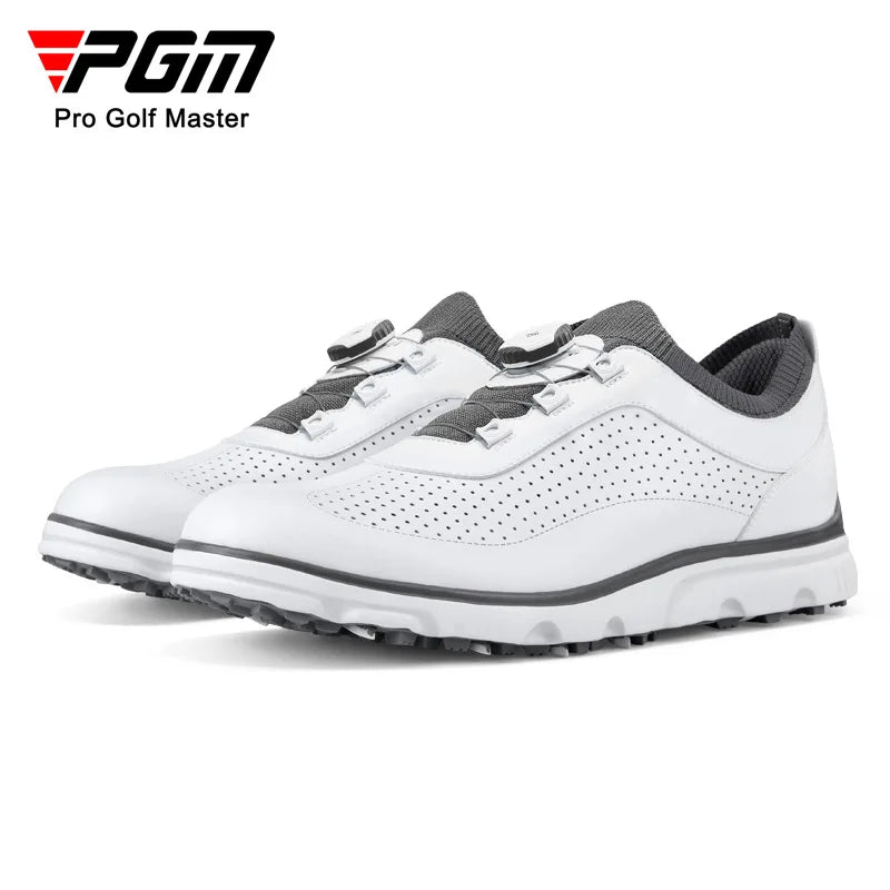 PGM Men Golf Shoes XZ202 Breathable Vent Soft Microfiber Leather Ultra-Light Lace-Ups Anti-Side Slip Nail Gym Sport Sneaker
