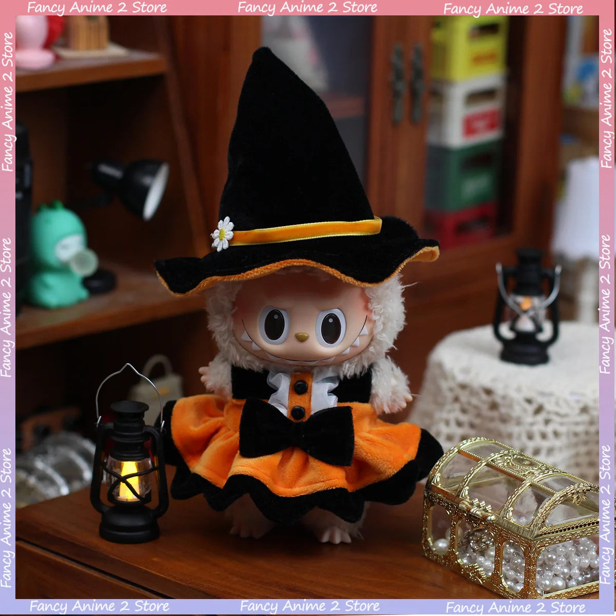 Halloween Pumpkin Labubu Doll Clothes Outfit With Light Decoration Ghosts Tarot Halloween Costumes Decoration for 15/17cm Doll
